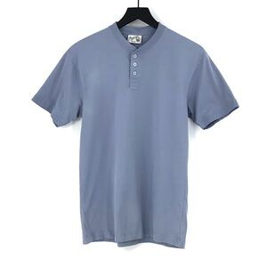 GREAT NORTHWEST Organic Cotton Henley T-Shirt Dusty Blue S